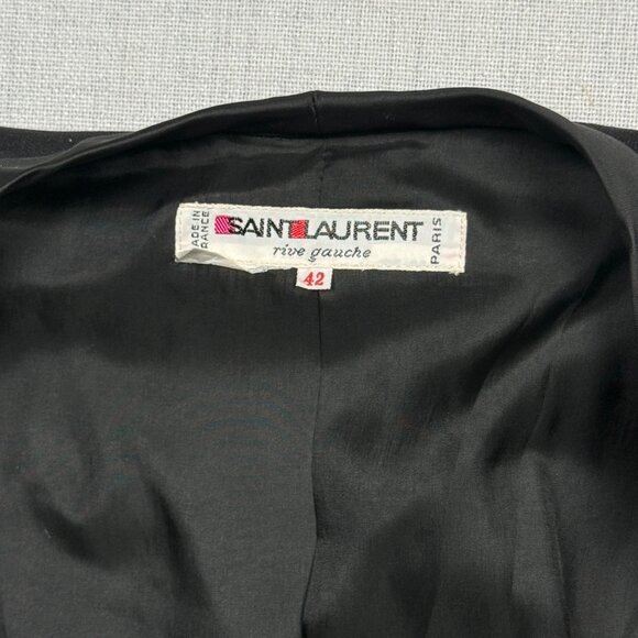 Vintage Saint Laurent Rive Gauche 2 Piece Suit Set Black One Button Size 42 - Picture 12 of 12